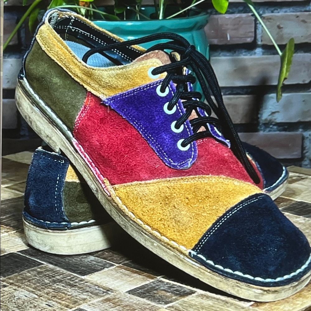 Unbranded Patchwork Suede Lace-Up Multicolor Sz 8… - image 1